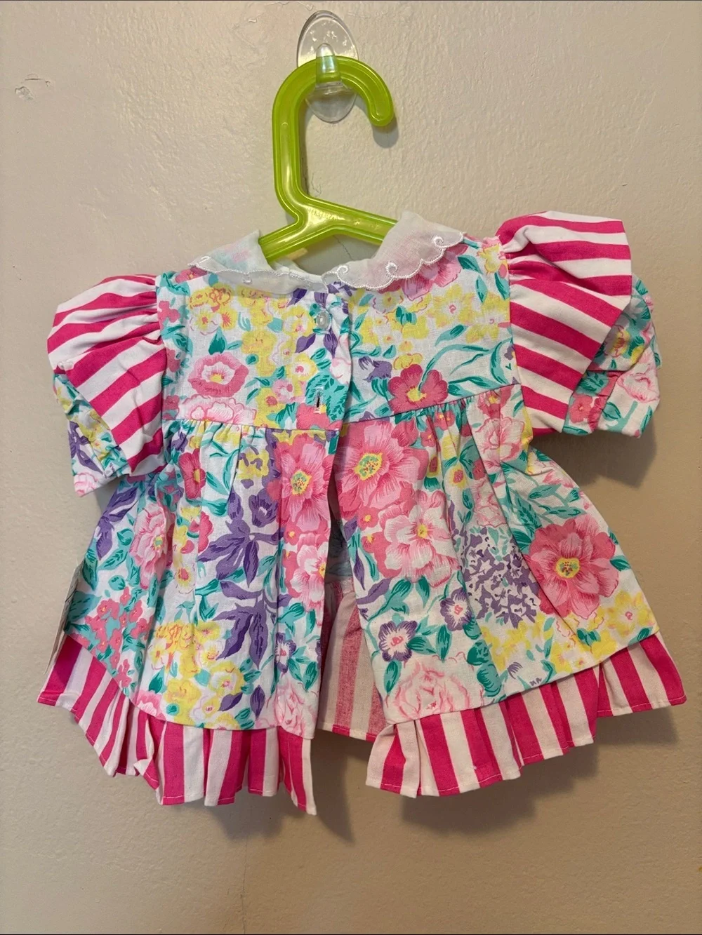 Girls Floral Peplum Top with Pink Stripe Sleeves